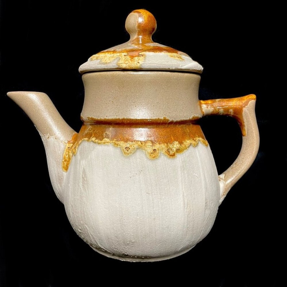 Vintage 1970s Laurentian Pottery Tundra 1.5 Qt. Teapot Brutalist Art Salted Drip